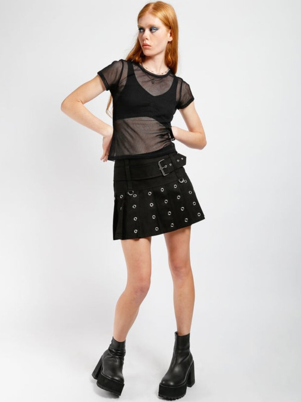 Tripp NYC Super Rocker grommet detail mini skirt